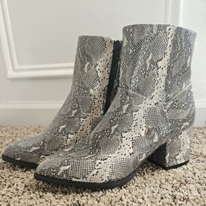 Snakeskin Faux Leather Melrose Ave Ankle Boots